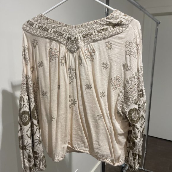 Free People Embroidered Bell Top, Cream/Earth Tones - Picture 6 of 6